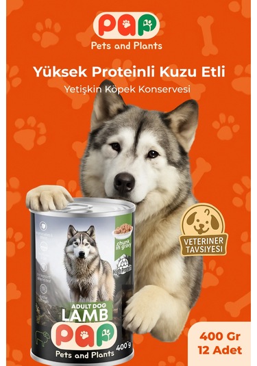 Pets And Plants Yüksek Proteinli Kuzu Etli Yetişkin Köpek Konservesi 12 x 400 G