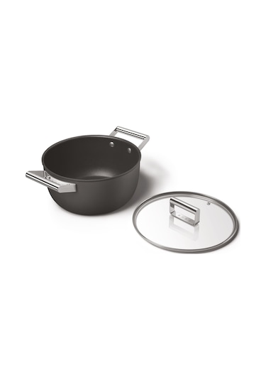 Smeg Cookware 50's Style Siyah Tencere Cam Kapaklı 4.6 L