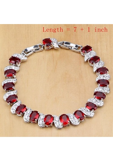 Pomoiii Doğal 925 Gümüş Takı Kırmızı Birthstone Charm Takı Setleri Kadın Küpe/kolye/kolye/yüzük/bilezik Gökyüzü Mavisi 6