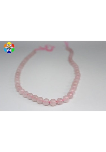 Pembe Kuvars Taşı YARIM Dizi 8mm (18cm uzunluğundadır)