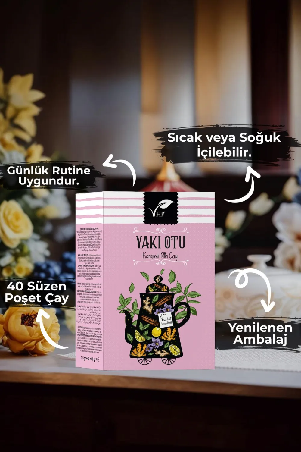 Vhp Yakıotlu Poşet Çay 40 Lı Bitkisel Karışım 60 G Doğal Bitki Çayı