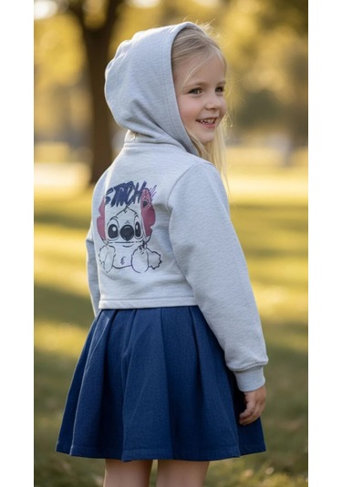 Stitch Kız Çocuk Elbise Gri