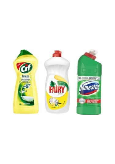 Fairy Bulaşık Deterjanı 675 ML + Cif Krem 700 ML + Domestos 810 G