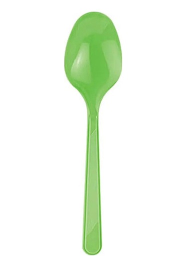 Plastik Kaşık Yeşil Kaşık 25 Adet Kullan At Kaşık