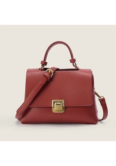 Ccgloball Kahverengi Omuz Çantası Kırmızı