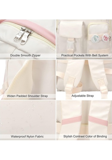 Aromee Gençler Kız Okul Sırt Çantası Seyahat Sırt Çantası - Beyaz