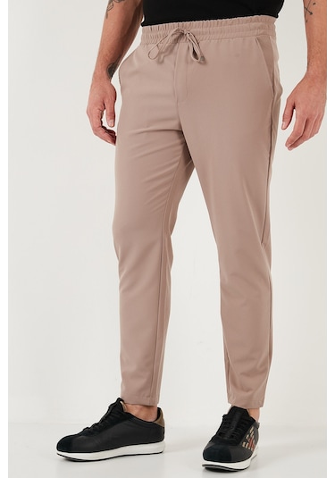 Buratti Streç Regular Fit Normal Bel Düz Paça Jogger Erkek Pantolon Cf25617801 Bej