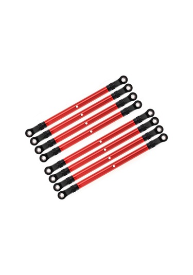 Geekyou Axıal 1/10 Scx10 Ve Trx4 İçin 8 Parça Kırmızı Alüminyum Bağlantı Çubuk Seti, 313mm Aks Mesafesi