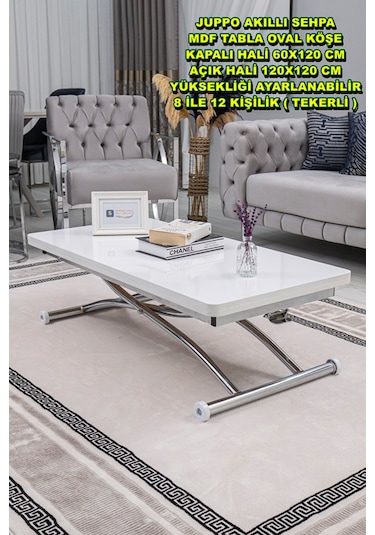 Juppo Üst Tabla Mdf Beyaz Oval Köşe Alt Krom Dışa K