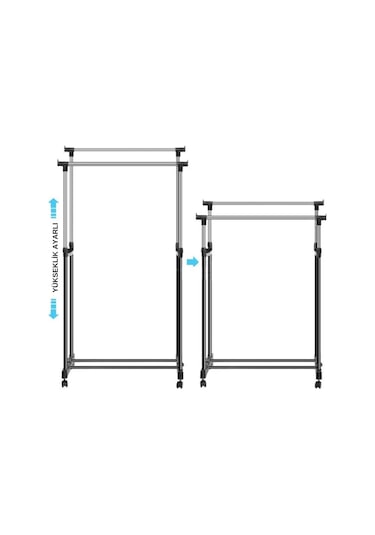 Lerato Tekerlekli Elbise Askılığı Siyah