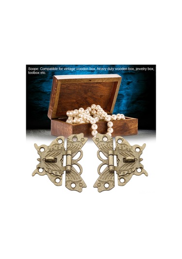 Ximistore9 Bronz Renkli Antik Zinek Alaşımlı Kutu Kilitleri 50x43mm - Ahşap Kutular İçin Dayanıklı 2 Adet Paket + Vida