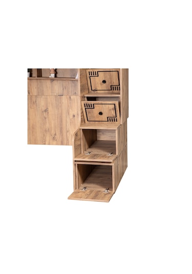 Setaymobilya Ranza, Natural Ranza Karyola Çalışma Masası + 2 Comfort Yatak