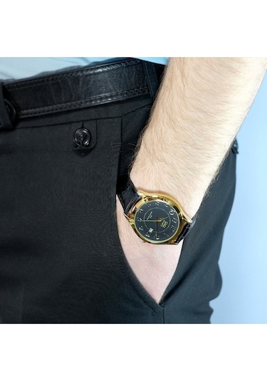 Q&q Ca04j115y Siyah Gold Rakamlı Takvimli Erkek Kol Saati