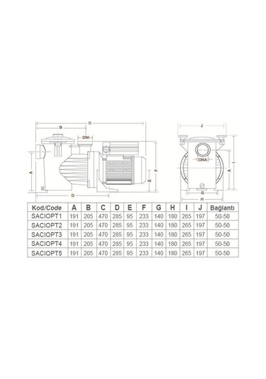 Saci Optima Havuz Pompası 0.50 Hp 220 Volt