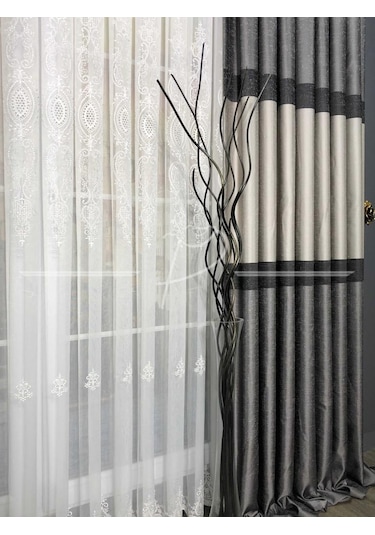 Fon Perde Bantlı Panel 4 Renk Satenimsi Görüntü