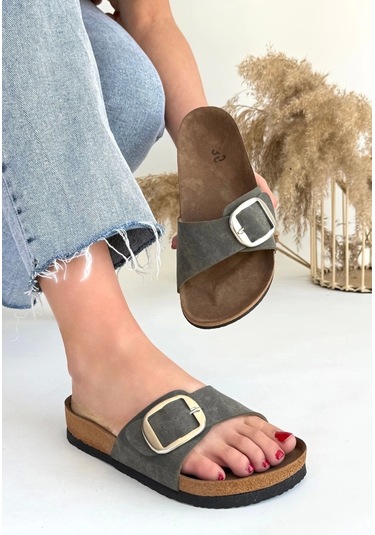 Biçomi Zooy Yeşil Nubuk Terlik Çok Renkli