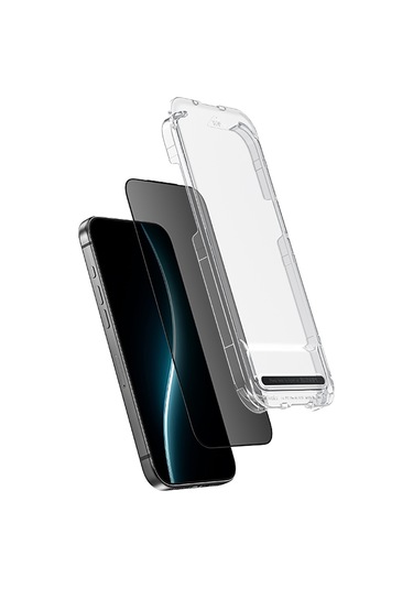 İphone 17 Pro Max Uyumlu Benks Glass Warrior Privacy Hd Cam Ekran Koruyucu Uygulama Aparatlı Siyah