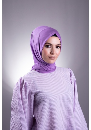 Mor Düz Klasik Şal Viskon Kumaş Likralı Penye 202101_22 Mor