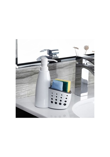 Pazly 400ml Banyo Sabun Dispenseri, Sünger Tutucu, Mutfak Lavabo Tezgahı Sıvı Sabun Pompası, Depolamalı Caddy Çok Renkli Çok Renkli