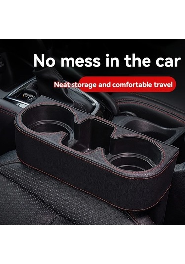 Dashanshop Siyah Araç Kupası Tutucu Düzenleyici - Yapay Deri Çok Bölmeli Su Şişesi Atıştırmalık Saklama