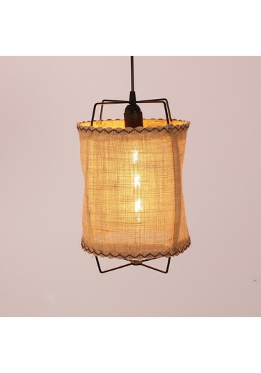 Cappadocia Doğal Jut Siyah Barlı Avize 25x35 Cm Bej