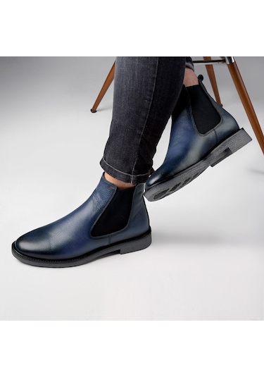Ducavelli Edinburg Hakiki Deri Kaydırmaz Taban Chelsea Günlük Bot Lacivert