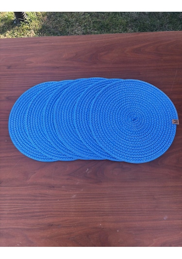 6 Lı Yuvarlak Supla Takımı Kolay Temizlenebilir, Modern Sofralar İçin Lacivert