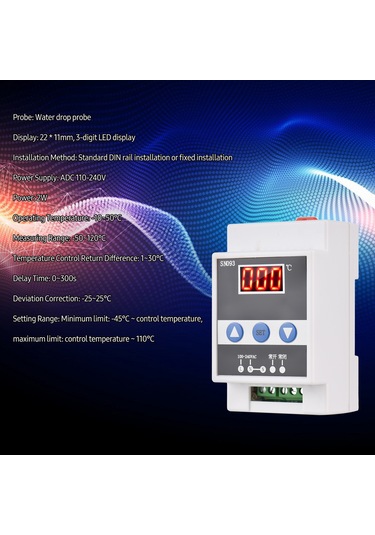 Konesam Dın Raylı Dijital Sıcaklık Kontrol Cihazı, Soğutma-ısıtma Regülatörü, Damla Prob, 110-240v, -50 120 C Aralığı