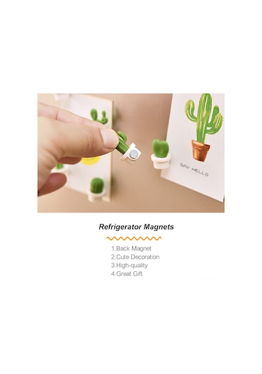 Fosenze "6 Adet Sevimli Kaktüs Buzdolabı Mıknatısı - Renkli Dekor Ve Pratik Kullanım" Portakal