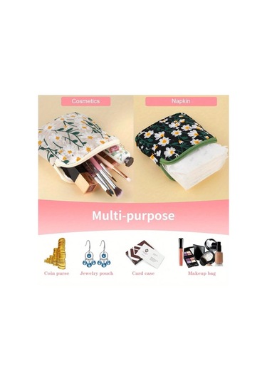 Fochsia 1 Adet 2 Renk Seçenekli Işık Rengi Şık Büyük Kapasiteli Hijyenik Ped Çantası - Portatif Sevimli Cep Düzenleme Çantası Açık Renk