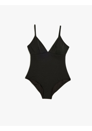 Koton Parlak İnce Askılı Mayo Siyah 5sak20002mm Siyah