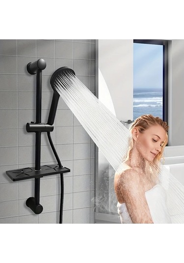 Fastbuy Challenger Simli Takım Elbise: Paslanmaz 5 Fonksiyonlu Duş Başlığı Seti, Ayarlanabilir Yükseklik, 59'' Hortum & Raf