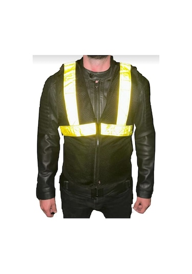 Venom Motosiklet Yelek Reflektif Neon Çizgili Reflektörlü Motorcu Yelek