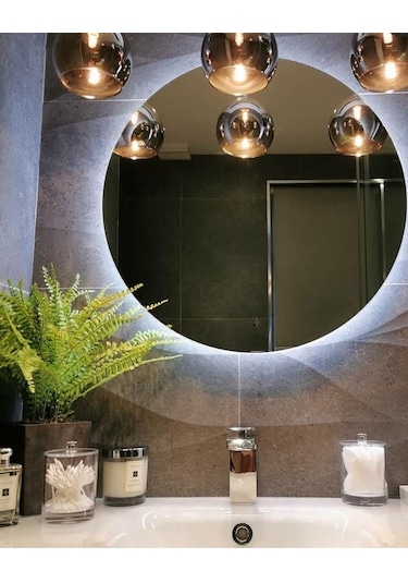 60 cm yuvarlak ledli ayna banyo aynası Düz Ayna