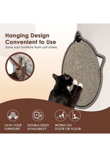 Moveevo Doğal Pamuk Kedi Tırmalama Pedi, 15,7'' Yuvarlak Yer Matı İç Mekan - Mobilya Koruyucu Duvar & Kanepe İçin