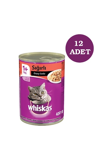 Whiskas Biftekli Konserve Yetişkin Kedi Maması 12 x 400 G