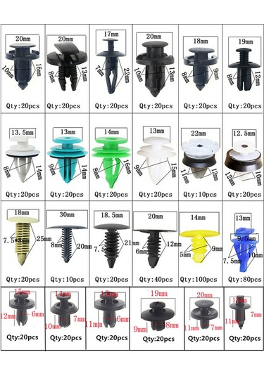 Moveevo 620 Parça Plastik Bağlantı Klipsi Seti - 930g, 190x190x150mm, Panel Çıkarma Aleti Dahil