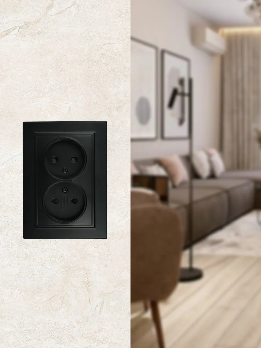 Stekker Çiftli Priz Siyah 200364133 Stekker Pst10-9013-03, Seri Erna, 39478