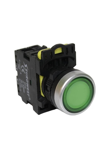 EUROWEST Ew-55-10L 1No Yaylı Led Işıklı Butonu (Yeşil)
