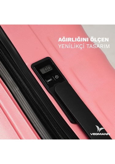 Vegmann Tartılı Scadel Pembe Orta Boy Valiz Pembe