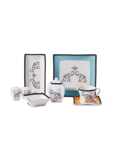 Korkmaz A8584 Link Collection 28 Parça Kare Kahvaltı Takımı Çok Renkli