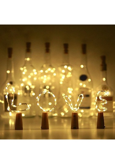 Wezone 1.5 Metre 15 Led Bakır Tel Işık Zinciri, Şişe Aydınlatma, Ip65 Su Geçirmez, Sıcak Beyaz Beyaz