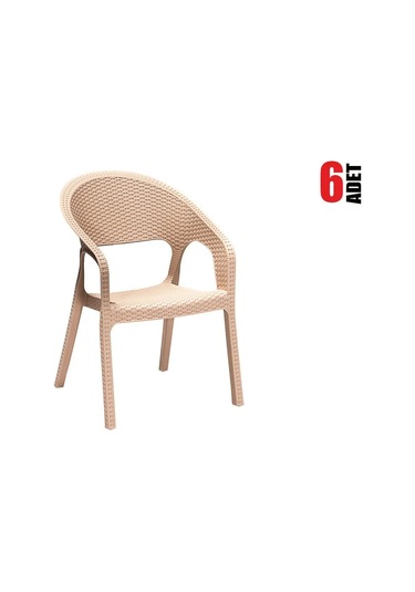 6 Adet Garden Cappucino Sandalye Balkon Bahçe Teras Cappucino