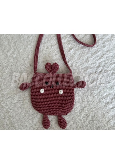 Tavşan El Yapımı Çapraz Çocuk Çanta Pembe