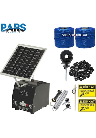 Pars P2518/1000a Güneş Enerjili Ve Akülü Elektrikli Hazır Çit Sistemi Ahşap İzolatörlü