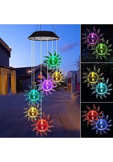 Jms Yaratıcı Led Güneş Rüzgar Ahenge Asılı Işık Renk Değiştirme Su Geçirmez Dekorasyon Ball Light Diğer