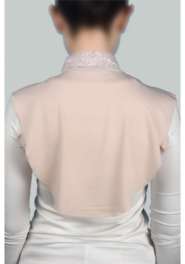 Altobeh Kadın Penye Tesettür Daire Yakalı Dantelli Boyunluk - Bej