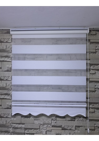 Beyaz Renk Geniş Plise Zebra Stor Perde Tüm Ölçülerde (82113405)
