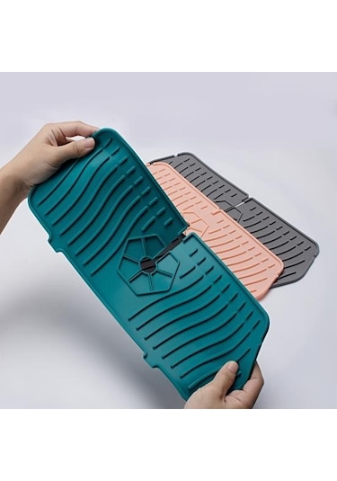 Yeşil Büyük Hiçbir Koku Temizleme Kolayca Pratik Su Sıçrama Koruyucu Mat Mutfak Lavabo Koruyucu Ev Musluk Drenaj Pedi