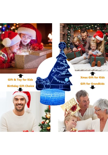 Noel Ağacı Serisi 3d Masa Lambası, Led Yaratıcı Hediye Renkli Dokunmatik Uzaktan Kumandalı Gece Lambası Çok Renkli
